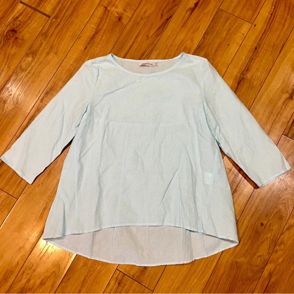 Misslook linen boho high low sky blue blouse shirt top lightweight summe… - Picture 2 of 6